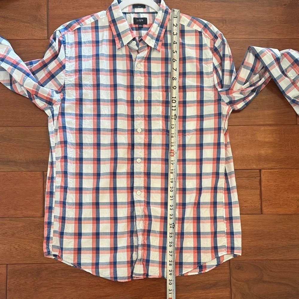 J. Crew Slim Red and Blue Plaid Casual Shirt Size Large